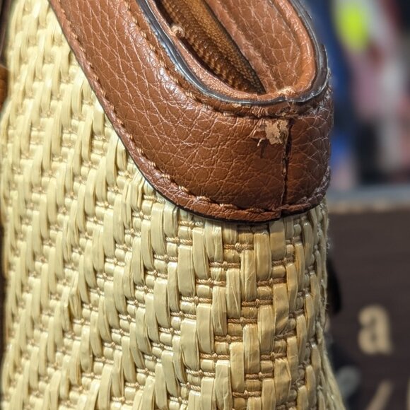 Lauren Ralph Lauren Basket Weave Satchel Bag - Picture 10 of 10